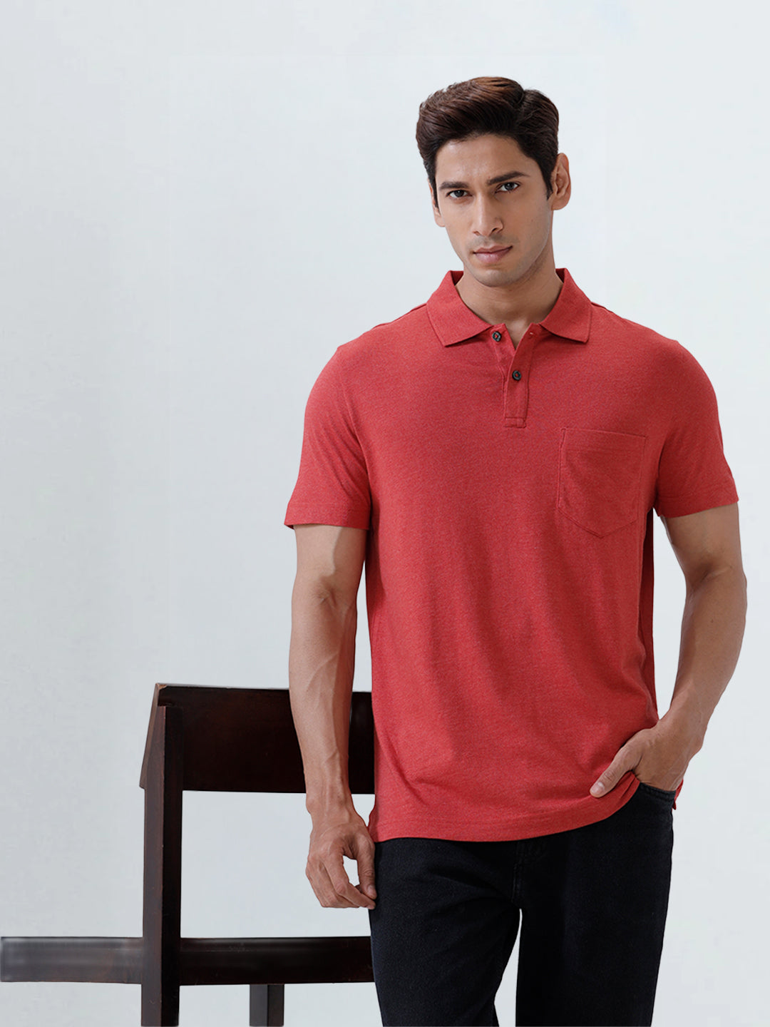 Men's Tencel Modal Fibers with Micro technology Polo Heather Red