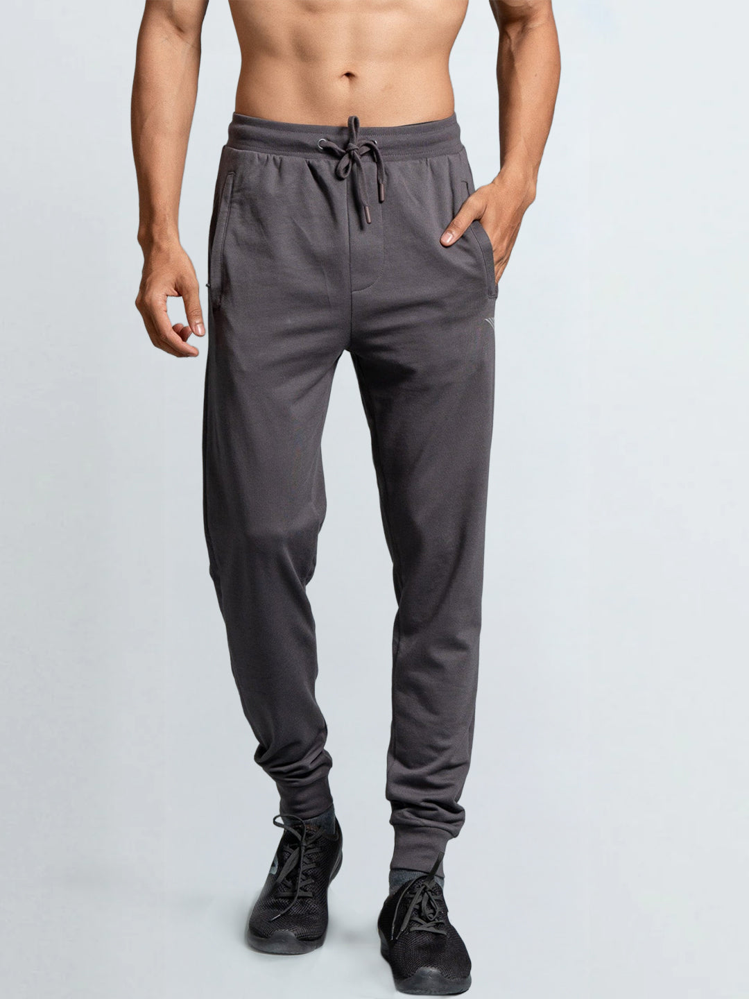 Men Combed Cotton Regular fit Jogger Dark Grey