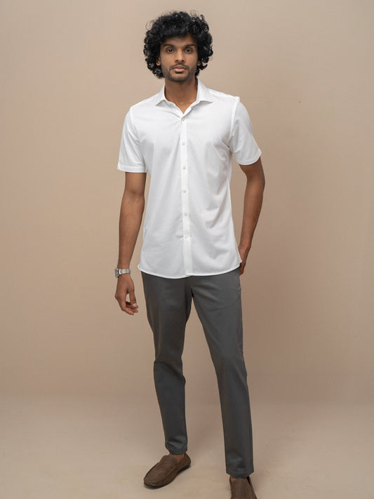 Men Combed Cotton Rich Slim Fit Ether Shirt White ER1