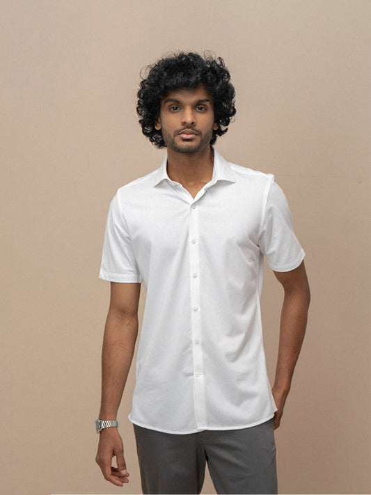 Men Combed Cotton Rich Slim Fit Ether Shirt White ER1