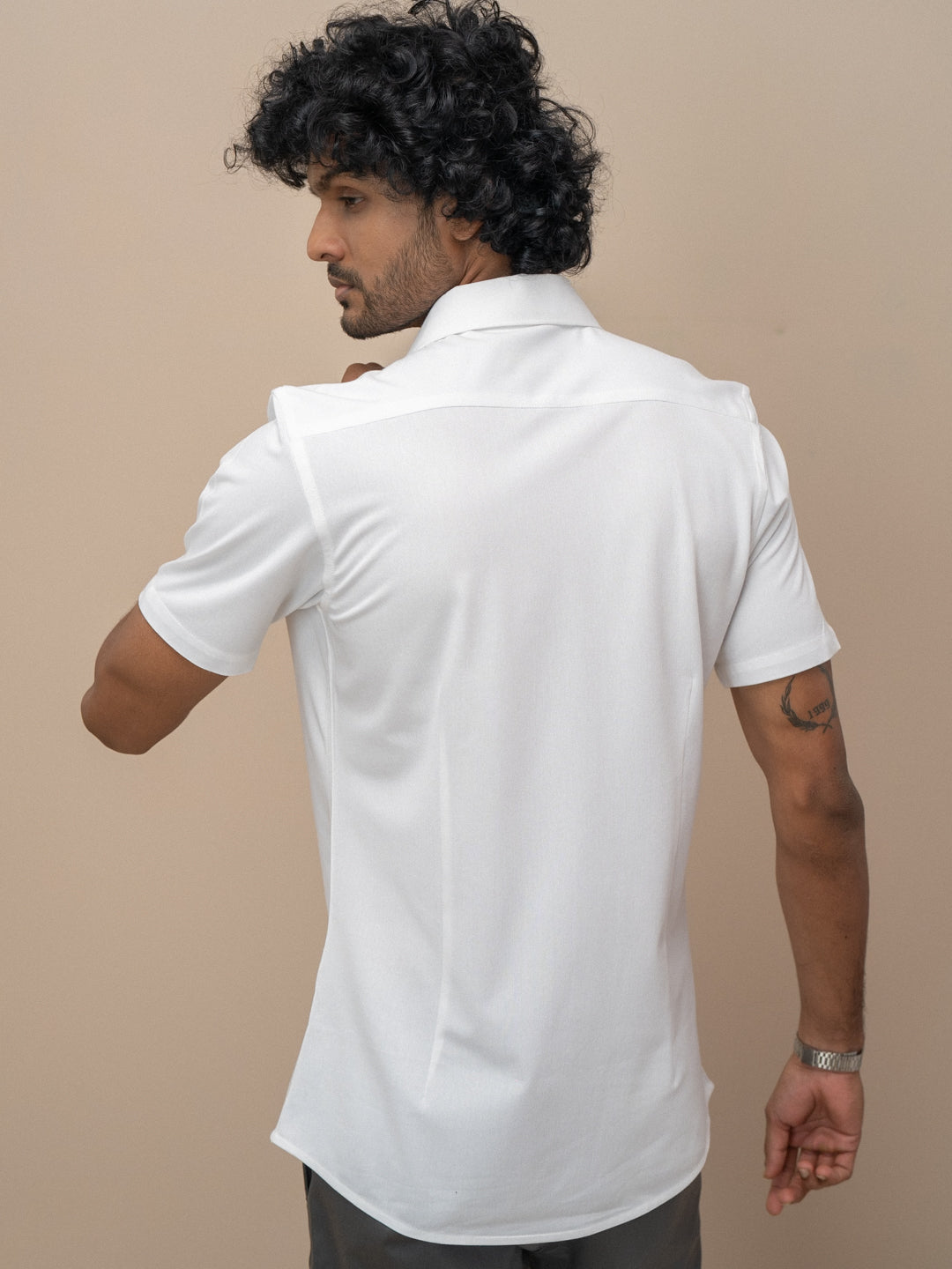 Men Combed Cotton Rich Slim Fit Ether Shirt White ER1