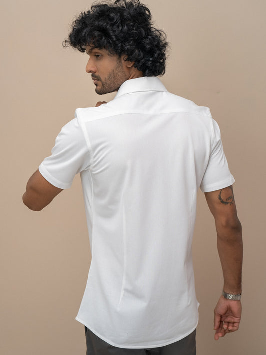 Men Combed Cotton Rich Slim Fit Ether Shirt White ER1