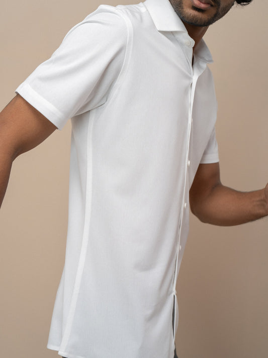 Men Combed Cotton Rich Slim Fit Ether Shirt White ER1