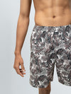 Men's 100% Cotton Printed Long Boxer Shorts Brown