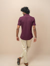 Men Combed Cotton Rich Slim Fit Ether Shirt Grape wine ER4