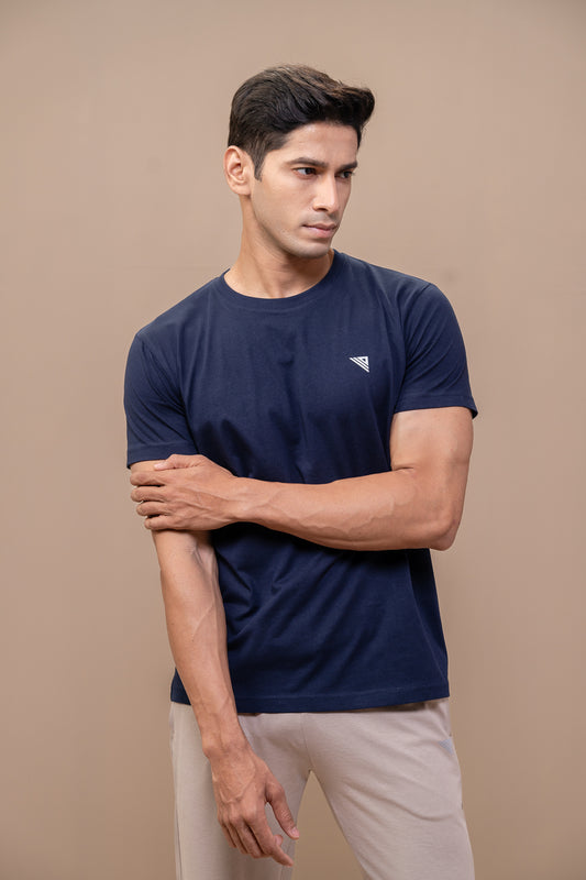Men 100% Cotton Smart Fit Expert Tee Navy ET7