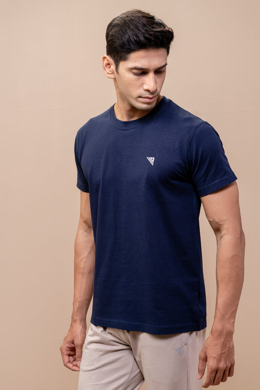 Men 100% Cotton Smart Fit Expert Tee Navy ET7