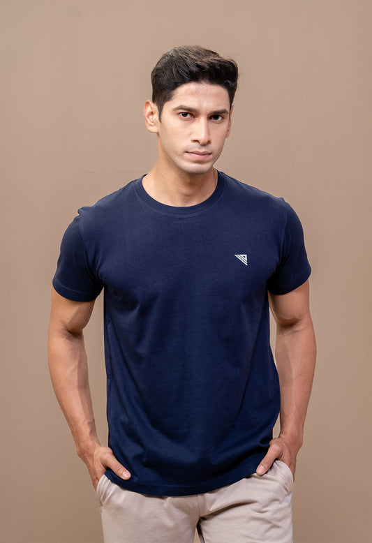 Men 100% Cotton Smart Fit Expert Tee Navy ET7
