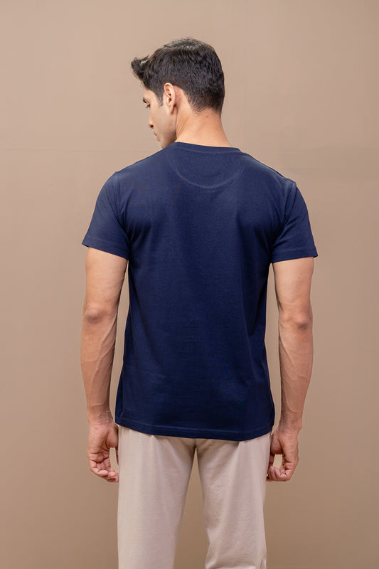 Men 100% Cotton Smart Fit Expert Tee Navy ET7