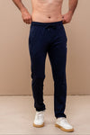Combed Cotton Side Sew Panel Smart Fit Zipper Pocket Track Pant Navy ETK2
