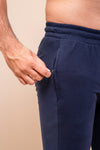Combed Cotton Side Sew Panel Smart Fit Zipper Pocket Track Pant Navy ETK2