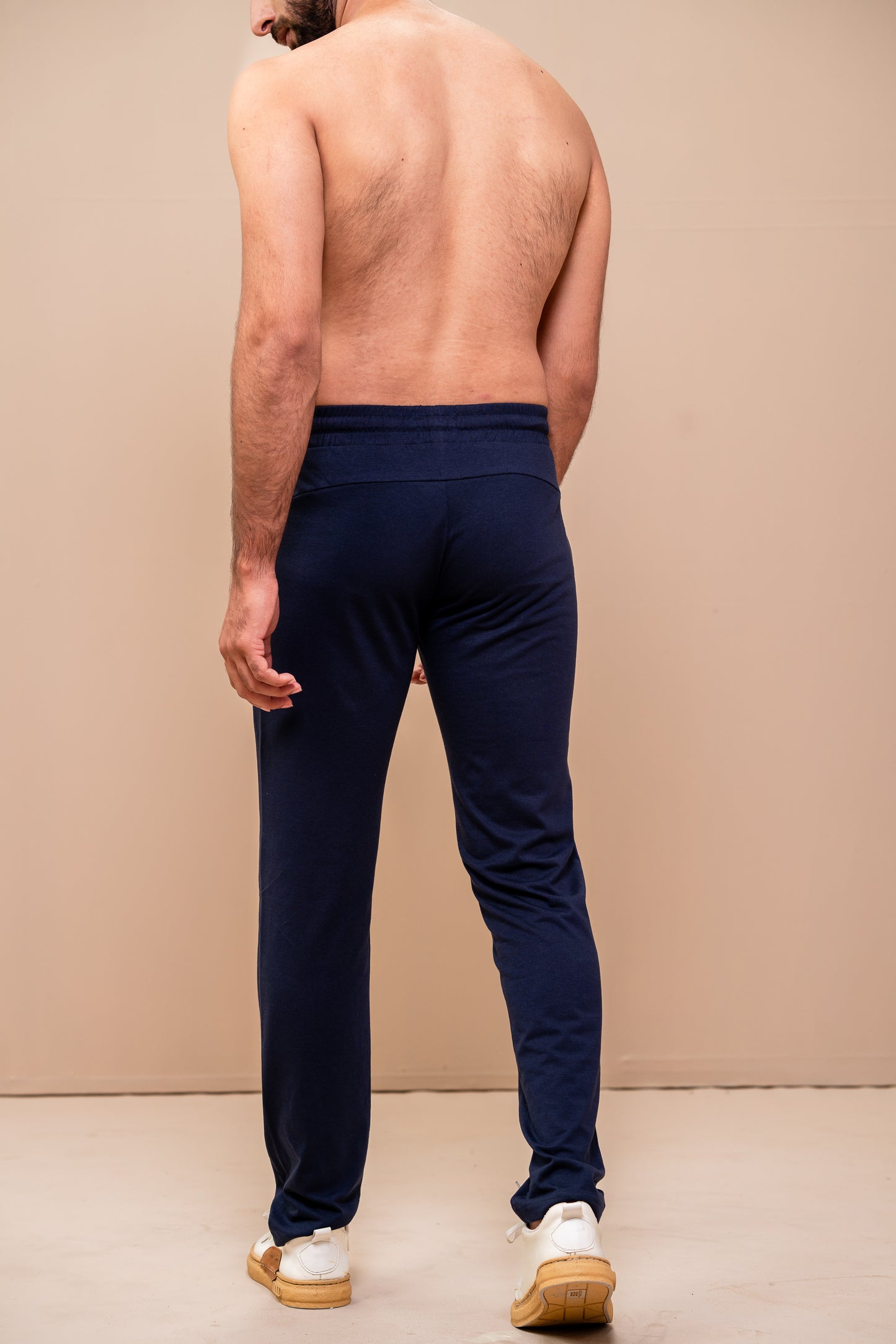Combed Cotton Side Sew Panel Smart Fit Zipper Pocket Track Pant Navy ETK2