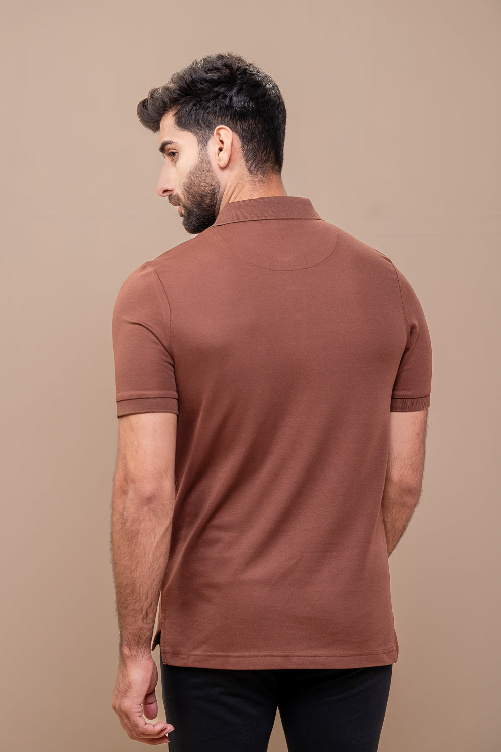 Men Extra Long Staple Cotton Smart Fit Apex Polo T-Shirt Rust Brown AX12