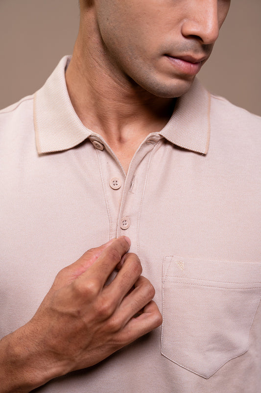 Men Expert Polo Tshirt with Pocket Beige EP31