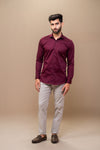Men Stretch Cotton Slim Fit Fluid Shirts Maroon FS4