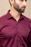 Men Stretch Cotton Slim Fit Fluid Shirts Maroon FS4