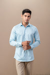 Men Stretch Cotton Slim Fit Fluid Shirts Sky Blue FS23