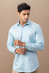 Men Stretch Cotton Slim Fit Fluid Shirts Sky Blue FS23