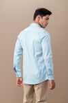 Men Stretch Cotton Slim Fit Fluid Shirts Sky Blue FS23