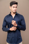 Men Stretch Cotton Slim Fit Fluid Shirts Navy FS19