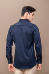 Men Stretch Cotton Slim Fit Fluid Shirts Navy FS19