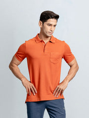 Men's Cotton Rich Pique Polo Burnt Orange