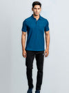 Men's Cotton Rich Pique Polo Petrol Blue