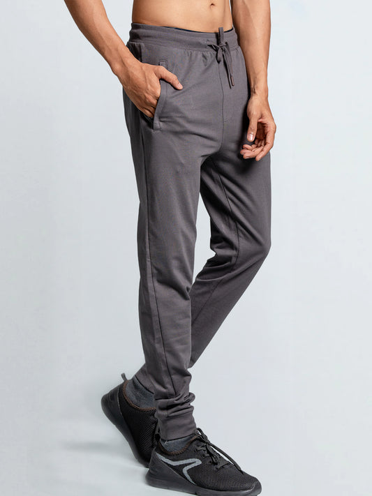 Men Combed Cotton Regular fit Jogger Dark Grey