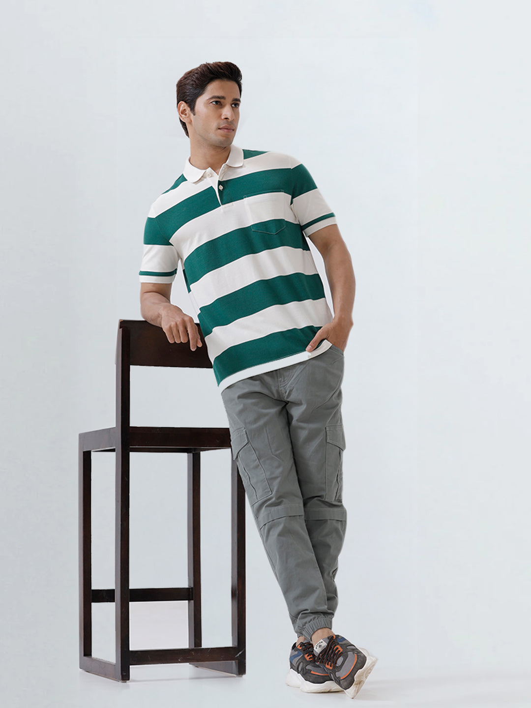 Men's Stripper Cotton Rich Polo Evergreen