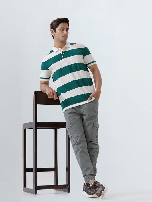 Men's Stripper Cotton Rich Polo Evergreen