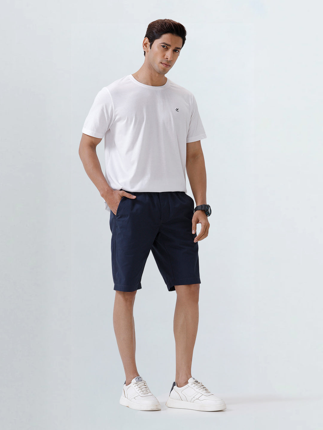 Men Combed Cotton Golf Shorts Navy