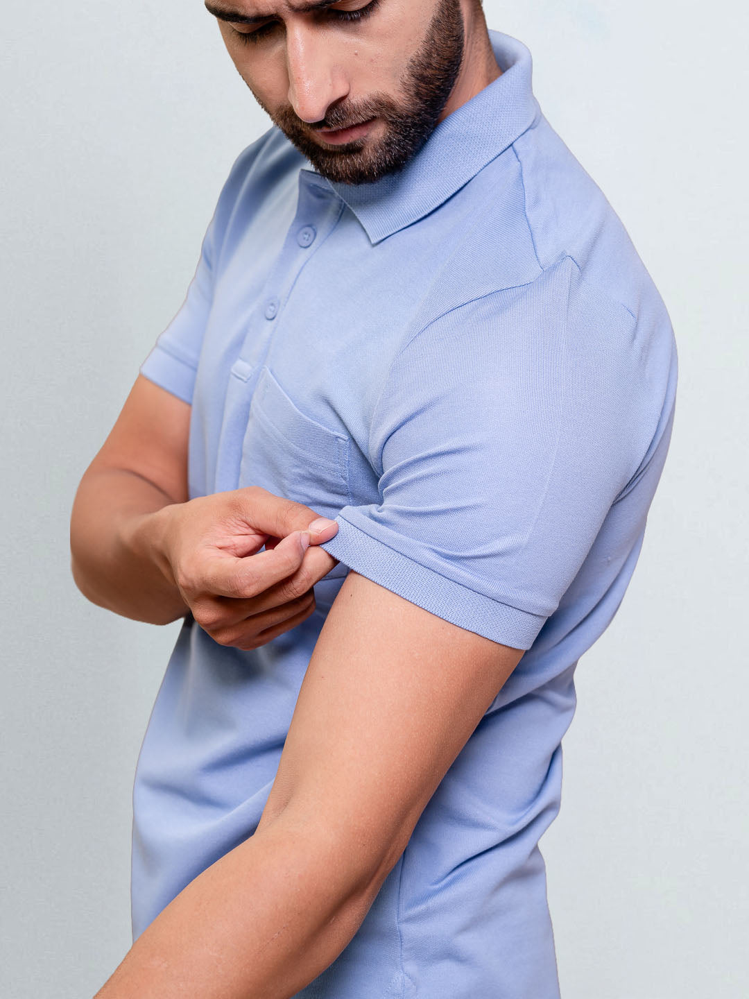 Men's Cotton Rich Pique Polo Blue