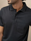 Men Extra Long Staple Cotton Smart Fit Apex Polo T-Shirt Black AX7