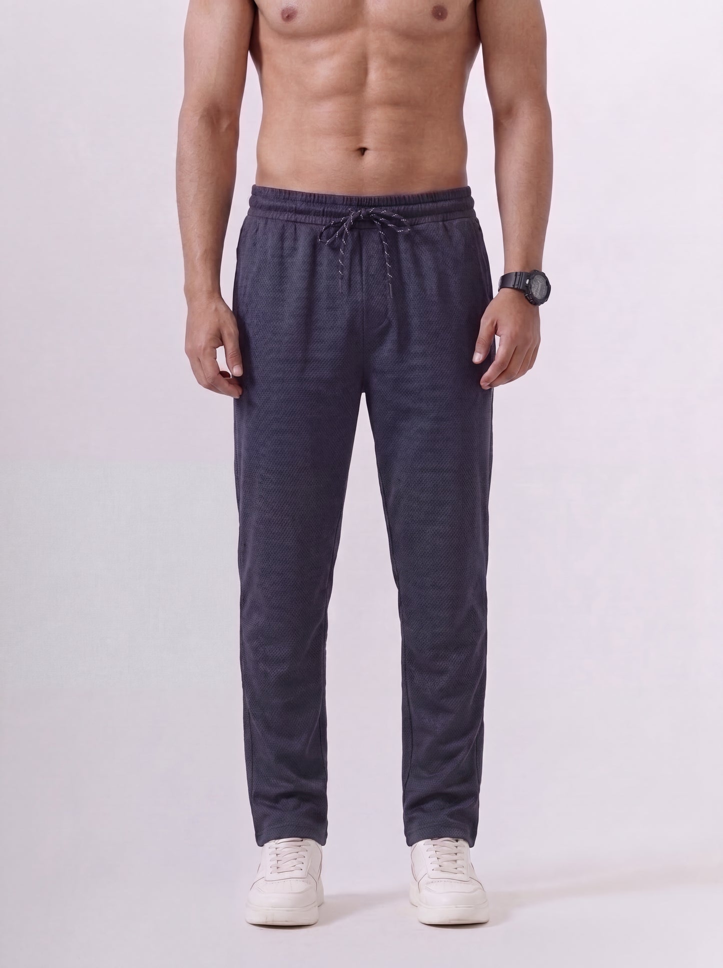 Cotton Rich Regular Fit Navy Popcorn Track Pant