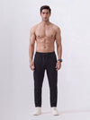 Cotton Rich Regular Fit Black Popcorn Track Pant