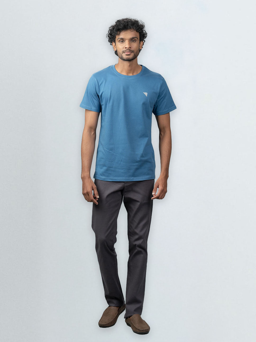 Men's 100% Cotton Crew Neck Petrol Blue