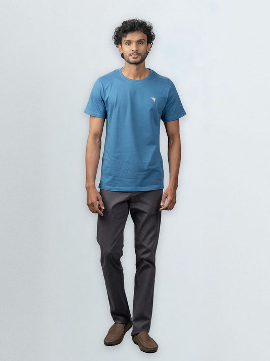 Men's 100% Cotton Crew Neck Petrol Blue