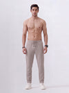 Cotton Rich Regular Fit Beige Popcorn Track Pant