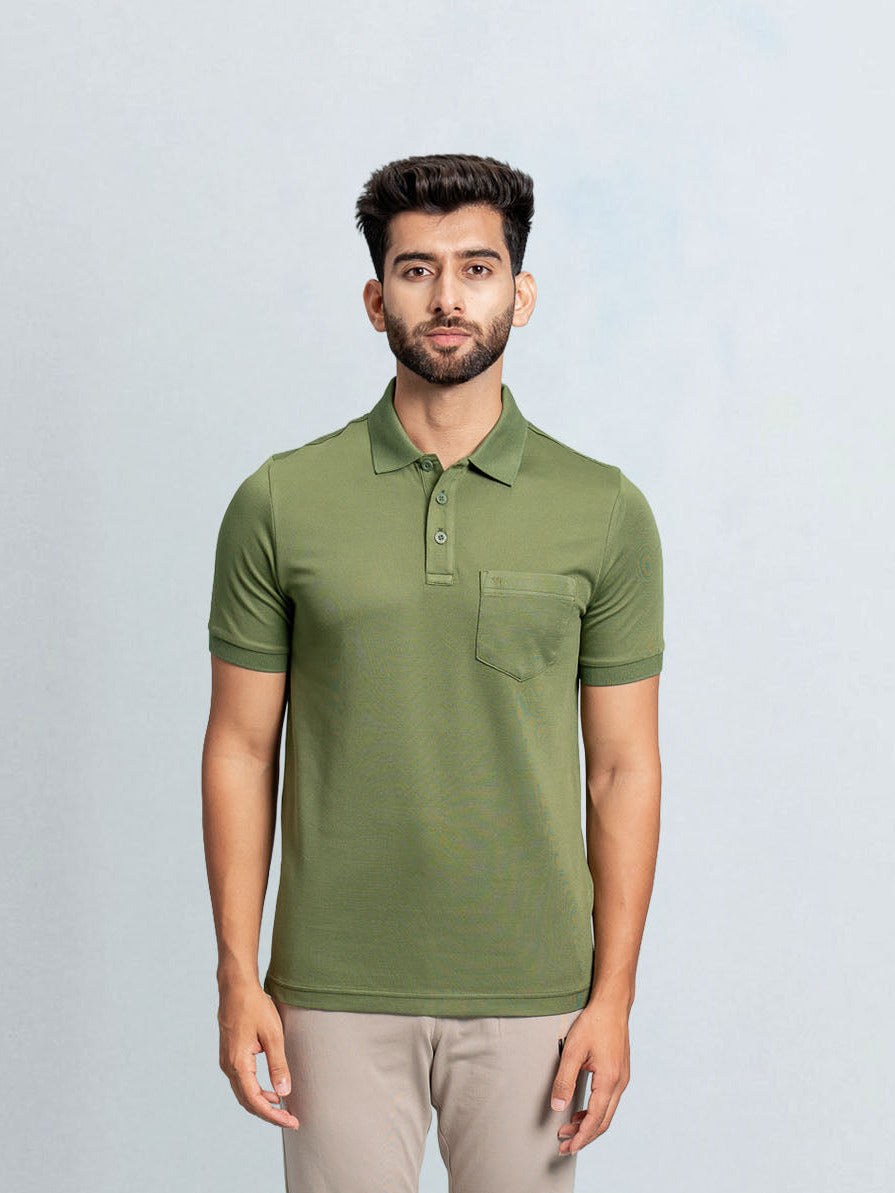 Men's Cotton Rich Pique Polo Green