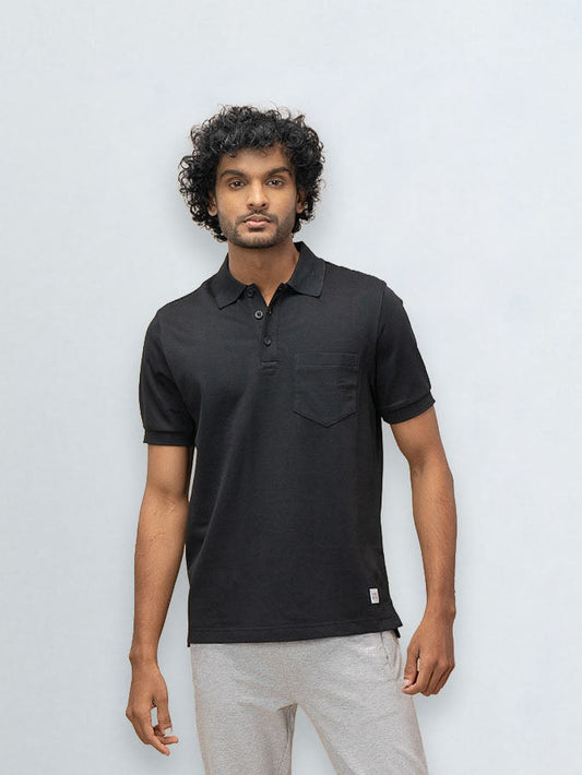 Men's Cotton Rich Pique Polo Black
