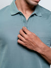 Men's Cotton Rich Pique Polo Turq Blue