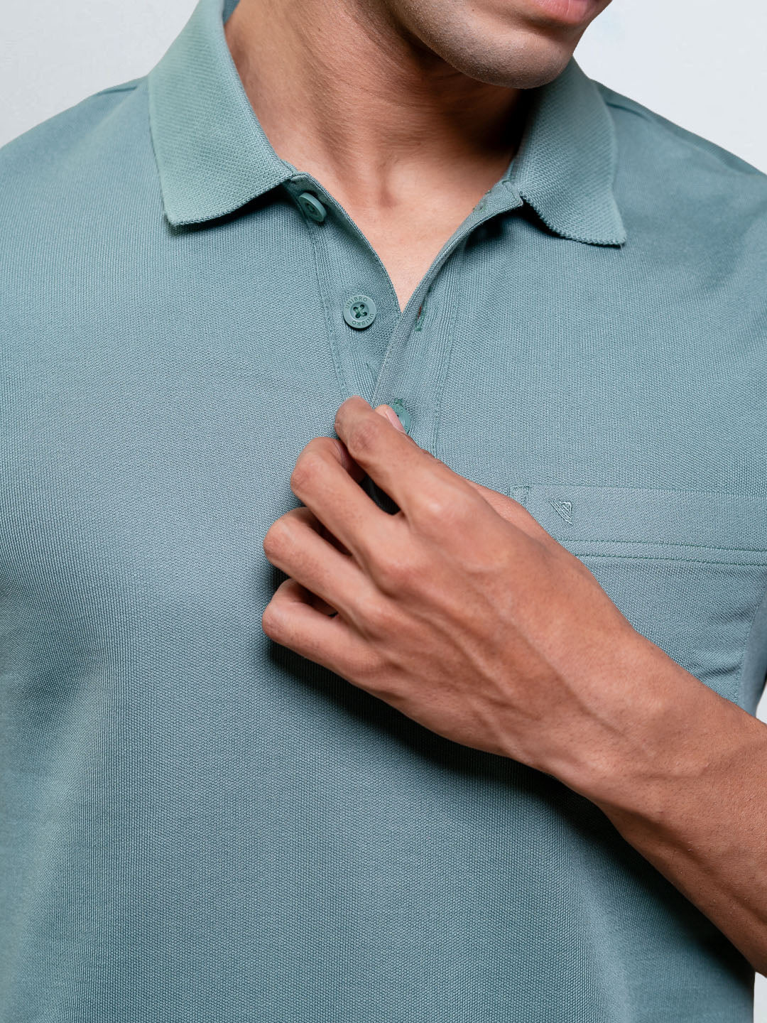 Men's Cotton Rich Pique Polo Turq Blue