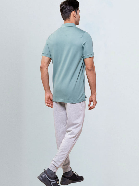 Men's Cotton Rich Pique Polo Turq Blue