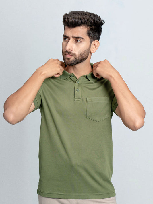 Men's Cotton Rich Pique Polo Green