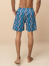 Men 100% Combed Cotton Blue Woven Printed Boxer Long Shorts WB48