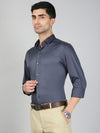 Satin Stretch Cotton Shirt Greyish Blue