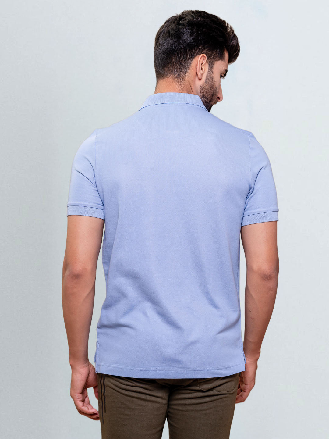 Men's Cotton Rich Pique Polo Blue