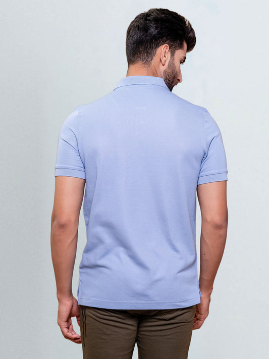 Men's Cotton Rich Pique Polo Blue