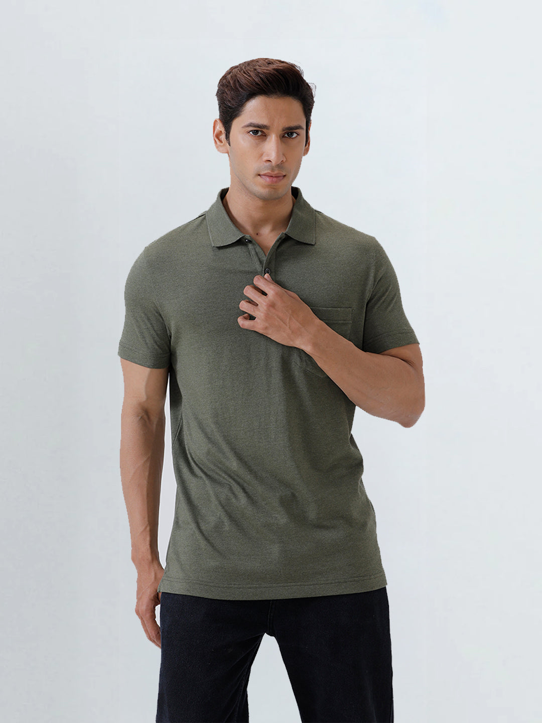 Men's Tencel Modal Fibers with Micro technology Polo Heather Green