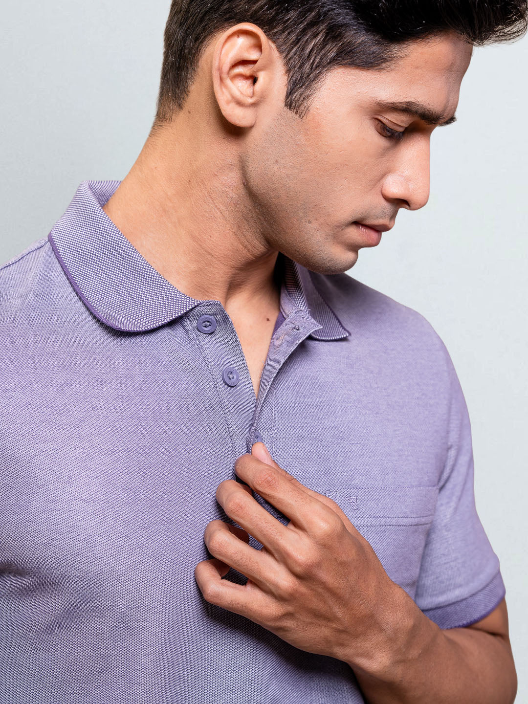 Men's Cotton Rich Pique Polo Violet